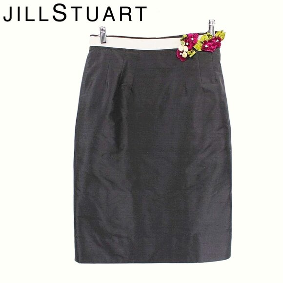 Jill Stuart Dresses & Skirts - Jill Stuart Black Label 100% Silk Pencil Skirt Black Velvet Flowers 90s Y2K M